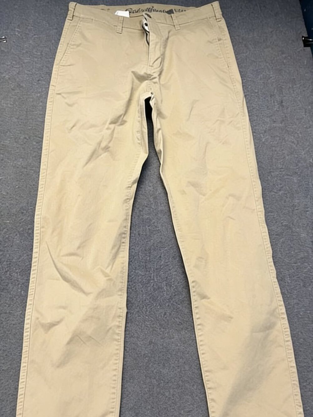 Eddie Bauer Men's Chino Pants Size 36x30 Beige Slim Fit Flat Front Legend Wash